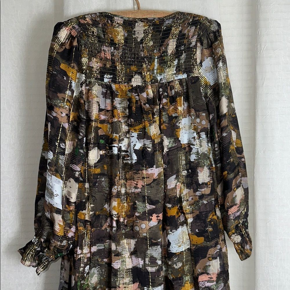 Anthropologie XS Blair Green Shimmer Long Sleeve Maxi Dress - Picture 8 of 16